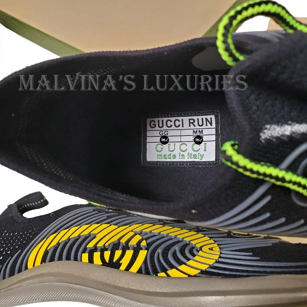 GUCCI SNEAKERS RUN RUBBER TRIMMED MESH SHOES w GG LOGO sz 11 11.5 - Picture 12 of 16
